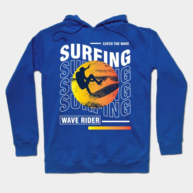 Surfing waves Typography Hoodie by SSSD